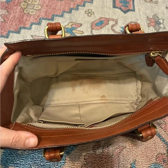 Coach Brown Leather Satchel with Gold Hardware - Picture 10 of 13